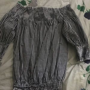 Checkered Off The Shoulder BooHoo Top